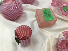 Striped small glass and square lidded glass box