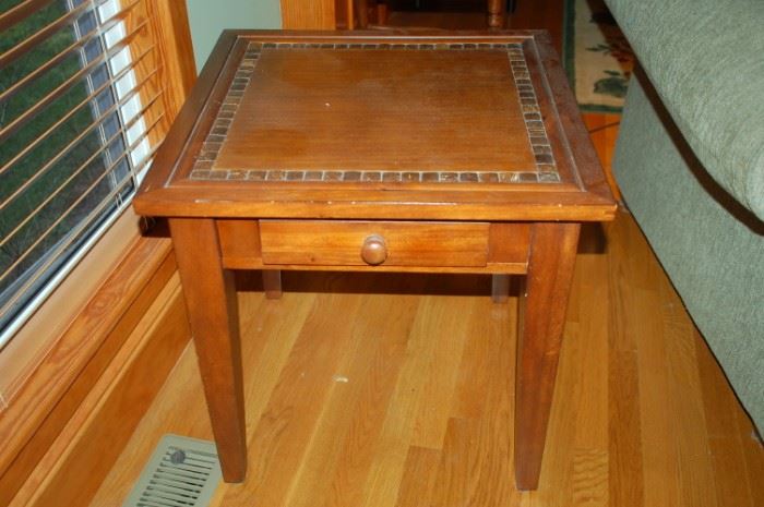 Inlaid side table (one of two)