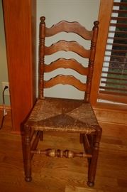 Antique ladderback chair with weaved bottom (one of 3)