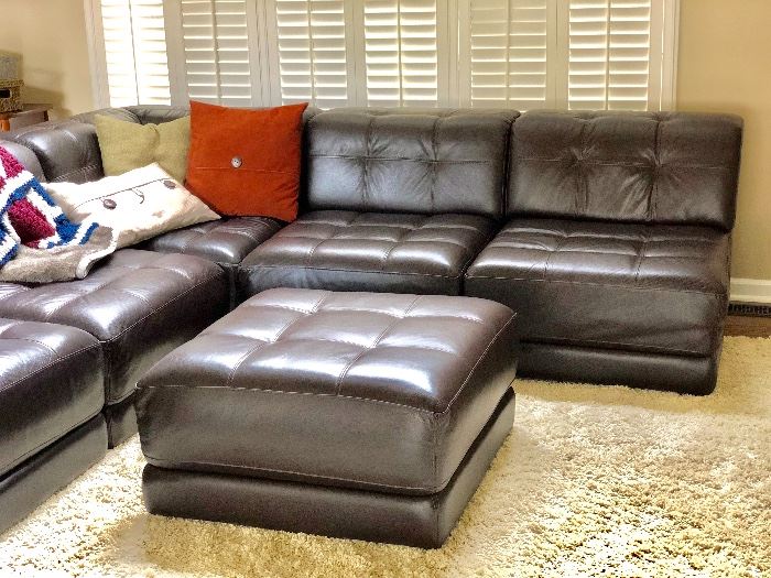 Beautiful leather sofa group with ottoman from Macys