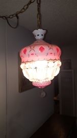 Czech Cased Glass Cut to reveal the cranberry glass underneath with big crystals. This is a pretty piece!