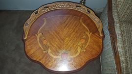 Reproduction French Side Table/Cabinets, Inlay, Marquetry, carved trim.