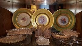 Gilded Hutschenreuther Plates in complimentary patterns