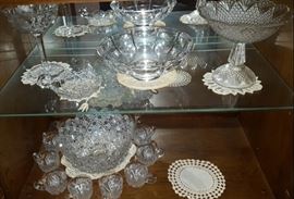 The big bowl on top is Orrefors. The punch bowl and cups are the most heavily cut crystal we have ever seen. Gorgeous!