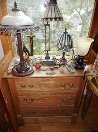 LAMPS AND ANTIQUE CHEST