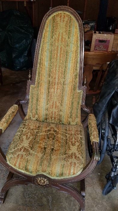 Vintage, unique high back chair.