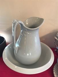 Circa 1800's John Edwards Royal Ironstone Pitcher & Bowl (Lion Head)