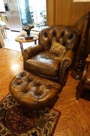 Leather Chair with Footstool