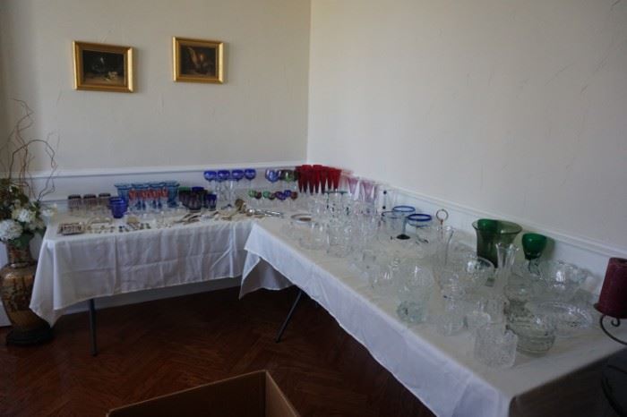 Stemware, Crystal, and various serving pieces