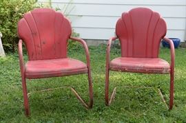Vintage clam chairs.