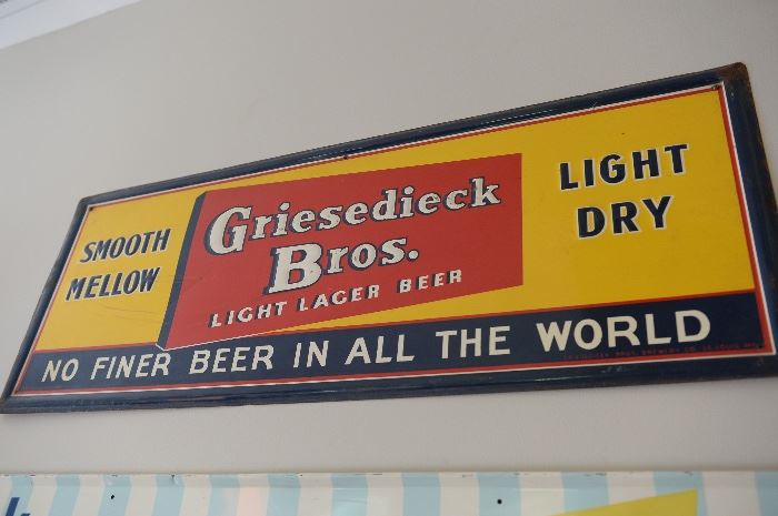 Griesedieck Brothers Beer tin sign in very good shape. Approximately 4 feet long.