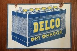 24 inch two-sided Delco Battery sign.