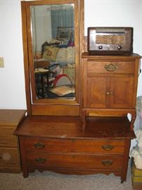 antique dresser & old radio