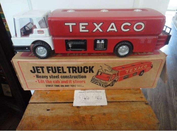 1970's Jet Fuel Truck with Original Box/Instructions+ Sign