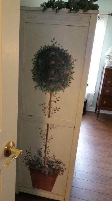 Painted Wood Wardrobe 65 Inches Tall In The Center