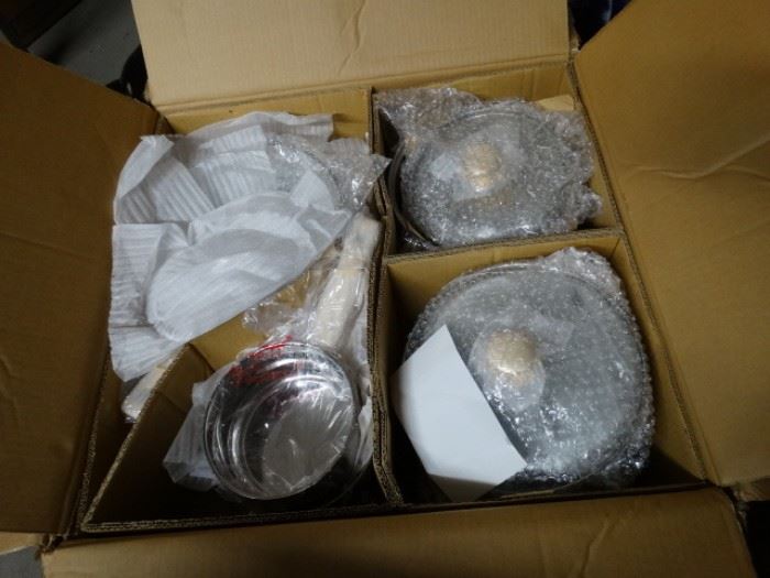 Box of Stainless Steel Pots and Pans