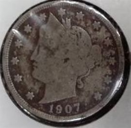 1907 Shield Nickel, VG Details