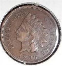 1906 Indian Head Penny, AU Detail