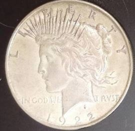 1922 D Peace Dollar, XF Detail