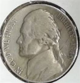 1940 D Jefferson Nickel, VF Detail