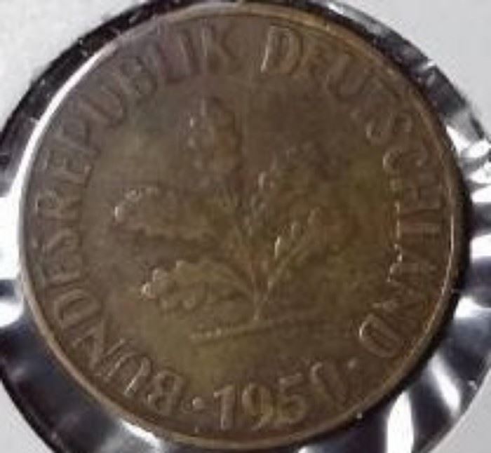 1950 West German Coin, 10 Pfennig