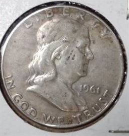 1961 D Franklin Half Dollar, AU Detail