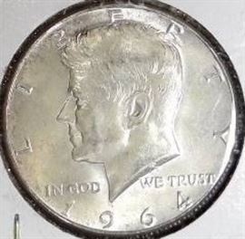 1964 Kennedy Half Dollar, AUBU Detail