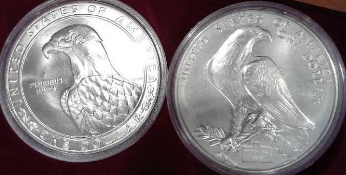 1983 1984 Silver Dollar Olympic Coins  BOX