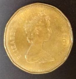 1987 Canadian Dollar, Loonie, AU Detail