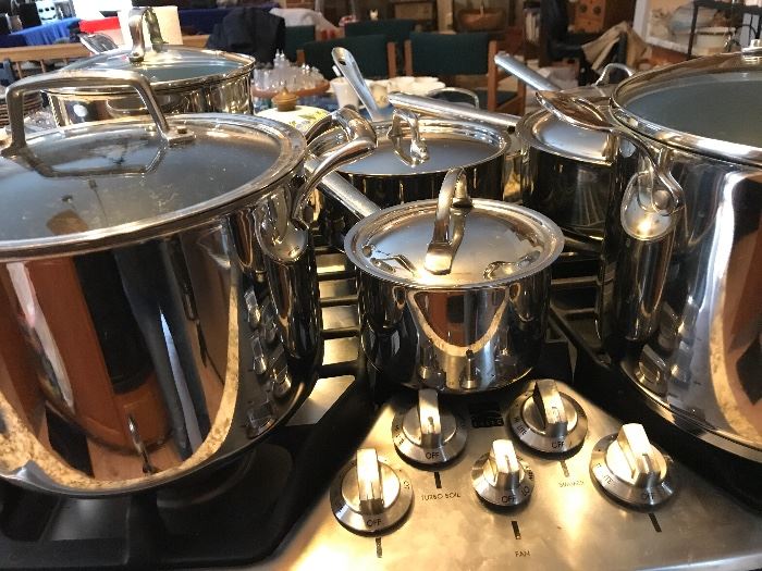 Assortment of All Clad, Cuisinart, etc.