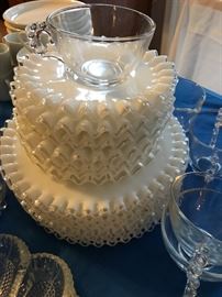 Milk glass brunch set