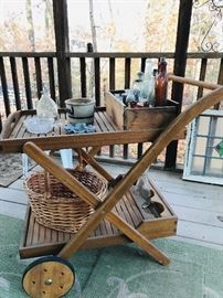 Teak bar cart
