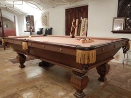 BRUNSWICK-BALKE-COLLENDER-C ANTIQUE MONARCH BILLIARDS TABLE