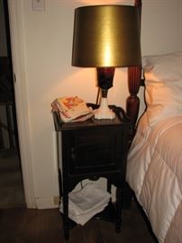 nightstand, lamp