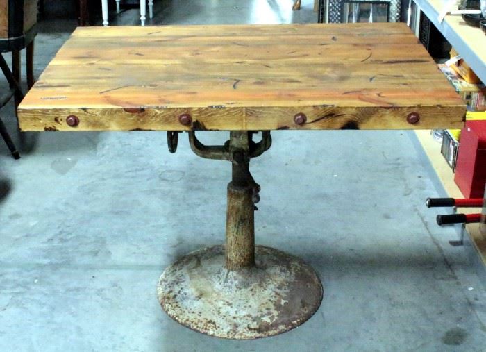 Vintage Mortician's Embalming Table (Base Only) with Unattached 2.75" Thick Chopping Block Top, Industrial, Steam Punk