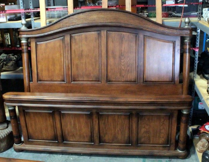 "Kuliwood And Leather" King Bed Frame, Headboard, Footboard 64.5"H x 82"W