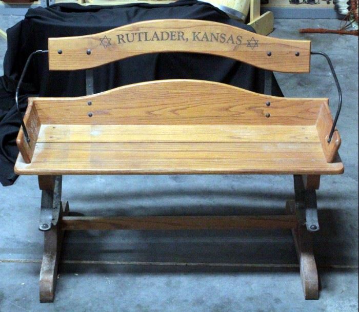 Buckboard Bench Seat Marked Rutlander, Kansas, 31"H x 42"W x 18"D
