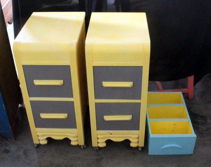Mid Century Waterfall Front Chalk Painted Night Stands Qty 2 And Custom Chalk Painted Drawer Shelf