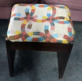 Upholstered High Back Chairs Qty 2, 44"H x 32"W x 28"D And Vintage Vanity Stool
