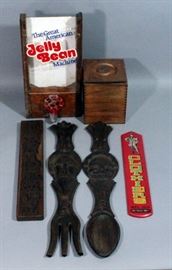 Great American Jelly Bean Machine, Wood Fork & Spoon, Dutch Cookie Mold, Wood Canister Set (4) And More