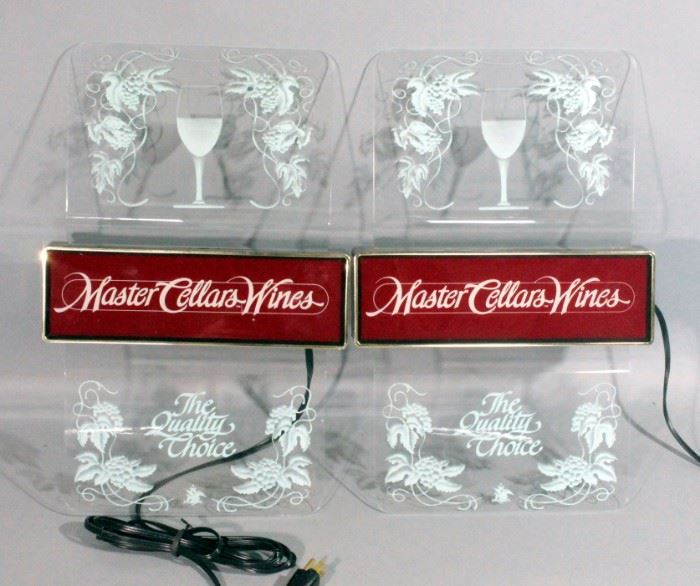 Master Cellars Wines, The Quality Choice Lighted Signs Qty 2, 18"H x 12"W
