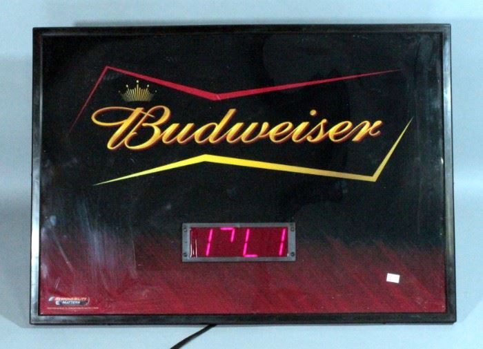 Budweiser Black And Red Bow Tie Lighted Sign, 19"H x 27"W