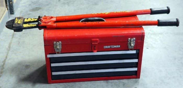 Craftsman Three-Drawer Tool Box 12" x 20" x 8" And HD Bolt Cutter 36"L