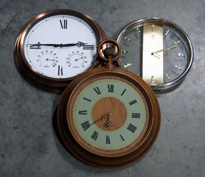 Wall Clocks Marked Turner, Union And Unmarked, All Battery Operated