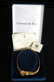 Camrose & Kross Gold Tone Floral Necklace Replica Of Jacqueline B Kennedy Piece In Original Case With C of A And Other Paperwork