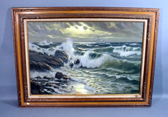 Mody Kersten Original Oil on Canvas Seascape Painting, Framed, 44"W x 32"H