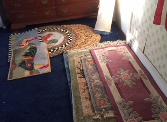 Rugs in the blue bedroom on the second floor. Beautifully displayed by our ingenious Ruth R. 