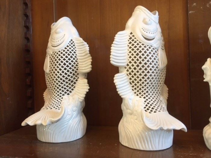 Two white porcelain carp, in the library. More white porcelain / blanc de chine pieces to be posted here soon. 
