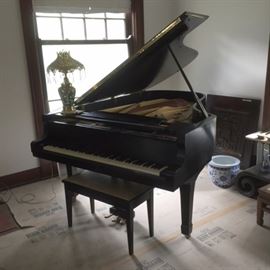 Yamaha C-7 Semi-Concert Grand Piano Satin Ebony, ca. 1973.  Appraised on Sept. 6, 2018; copy of appraisal available at front desk of estate sale.  Here is what the appraiser reported: Cabinetry: 90% /  Costmetic Finish: 70% / Plating & Hardware: 80% /  Veneer: 95% / Structure Back Assembly & Rim: Good /  Plate: Good / Soundboard & Ribs: 90% / Pinblock: 90% / Whippens: 80% / Butts, Shanks & Flanges: 70% / Damper Felts & Levers: 50% /  Felts & Leathers: 80% / Trapwork: 90% /  Regulation: 80% / Tonal Strings: 70% /  Hammers: 80% / Pitch & Tone Quality: 80%. Market Value: $8000-$10,000.00.  Replacement Value: $20,000-$25,000. 