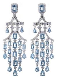 45CT Aquamarine & Diamond Earrings
